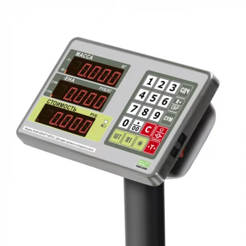 Напольные весы MERTECH M-ER 335 ACLP-150.20/50 «TURTLE» с расчетом стоимости товара LED общий вид фото 2